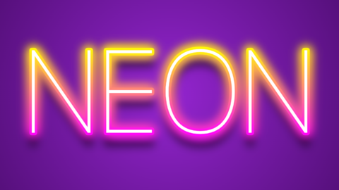 Yellow and pink neon text effect